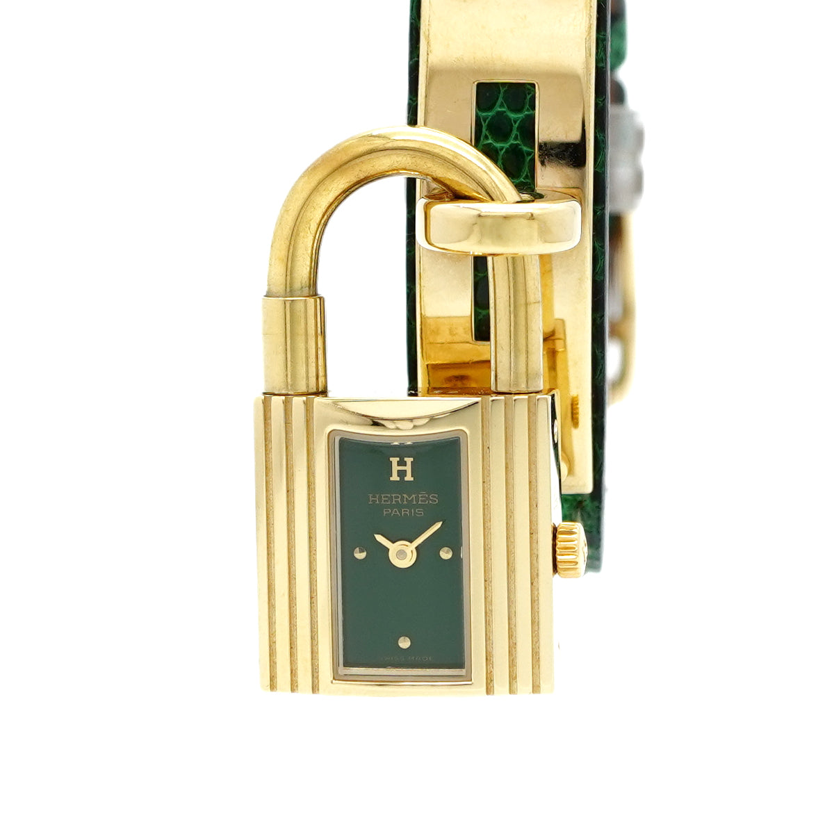 【5wwm0303】エルメス ケリーウォッチ KE1.210 グリーン文字盤【中古】腕時計 レディース