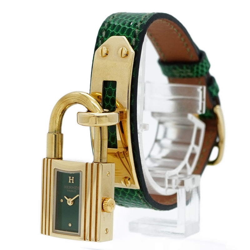 【5wwm0303】エルメス ケリーウォッチ KE1.210 グリーン文字盤【中古】腕時計 レディース