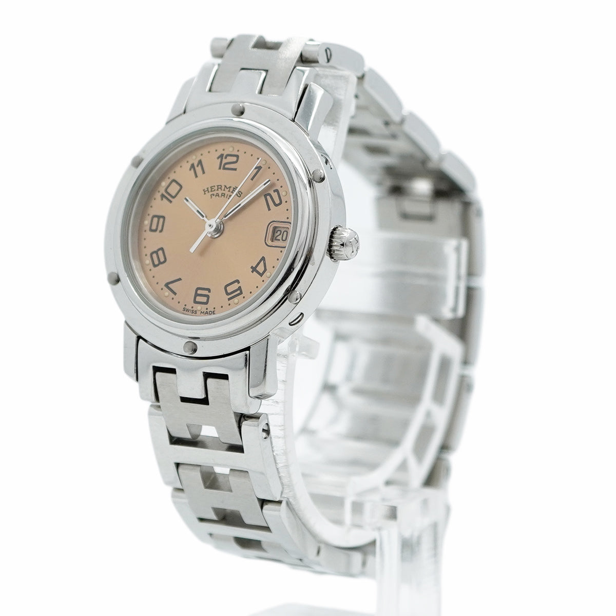 【5wwm0307】エルメス クリッパー CL4.210 オレンジ文字盤【中古】腕時計 レディース