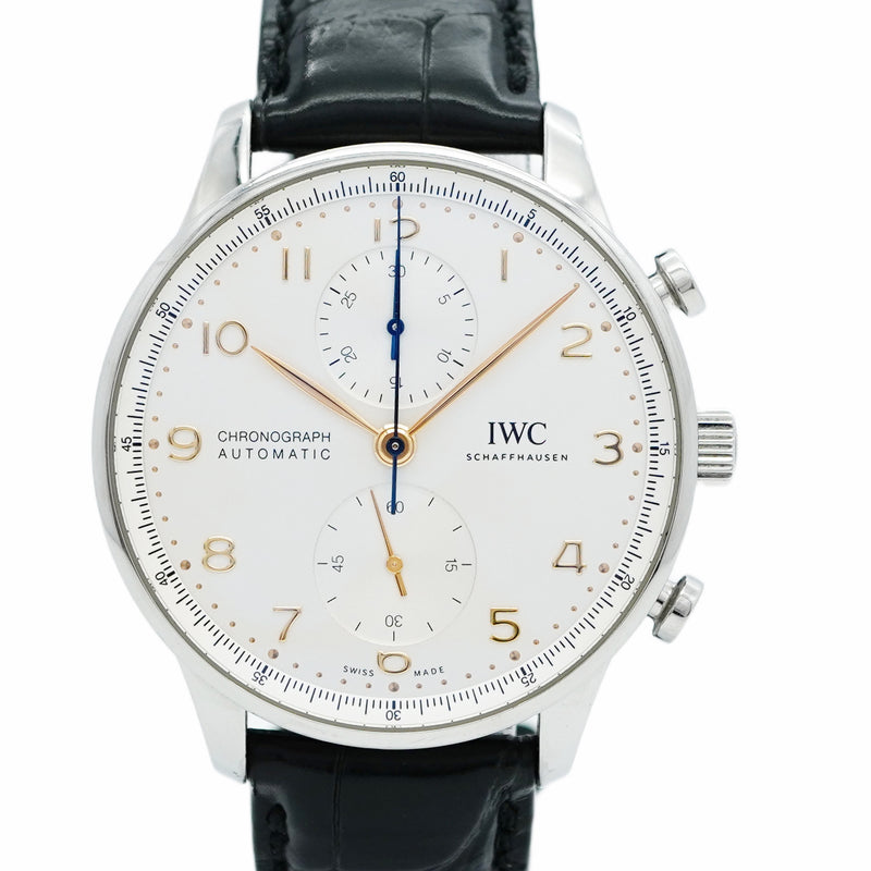 【5wwm0354】IWC アイダブリューシー シャフハウゼン ポルトギーゼ IW371604 シルバー文字盤【中古】腕時計 メンズ
