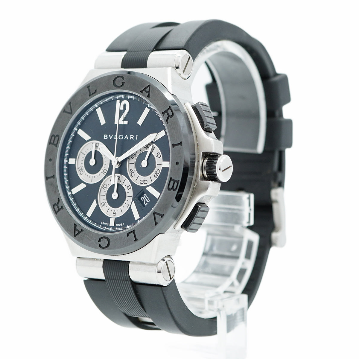 【5wwo0008】ブルガリ ディアゴノ クロノグラフ DG42SCCH 黒文字盤【中古】腕時計 メンズ