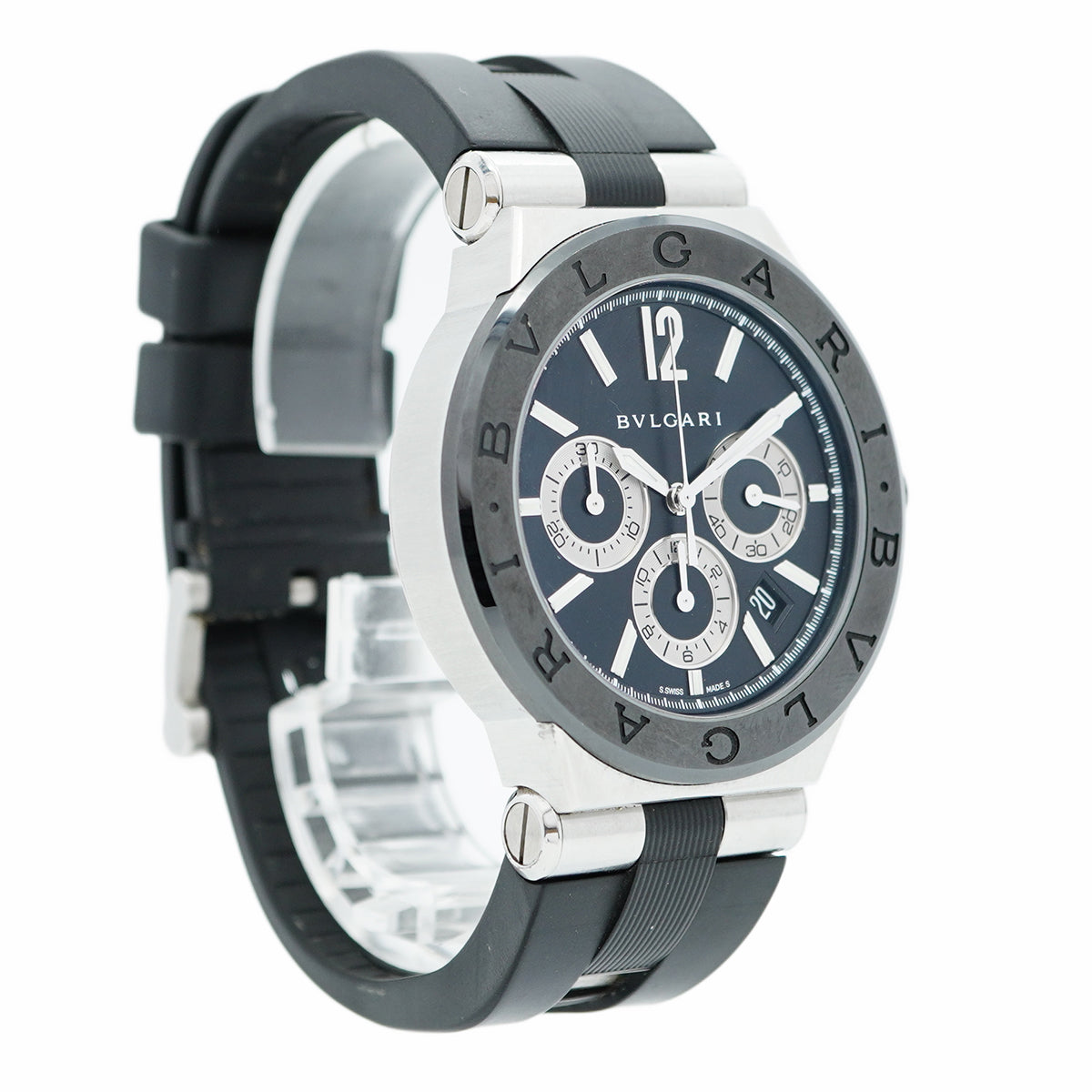 【5wwo0008】ブルガリ ディアゴノ クロノグラフ DG42SCCH 黒文字盤【中古】腕時計 メンズ