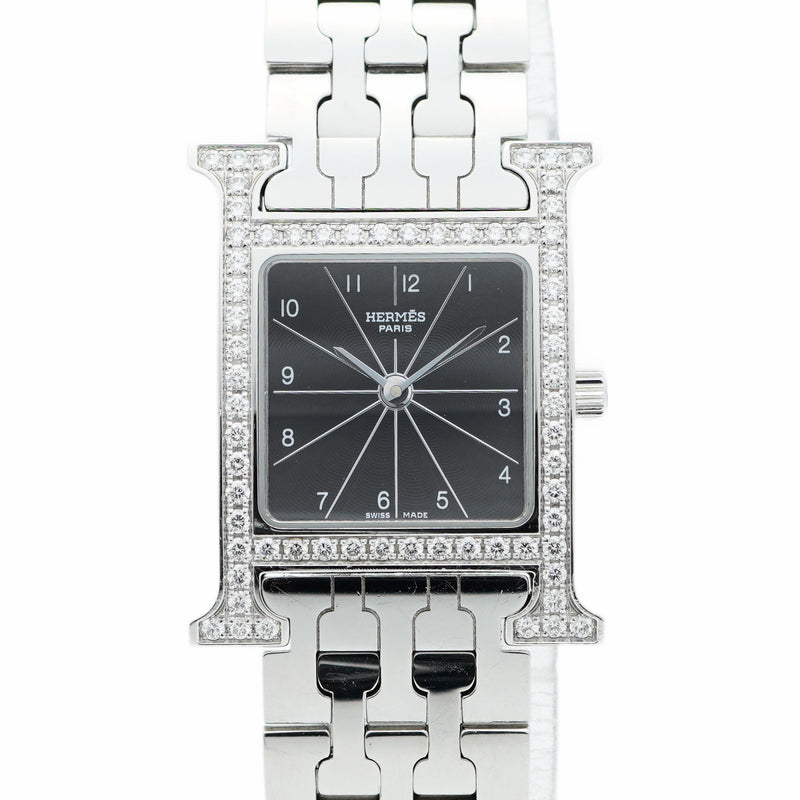 【5wwo0009】エルメス Hウォッチ HH1.230 黒文字盤【中古】腕時計 レディース