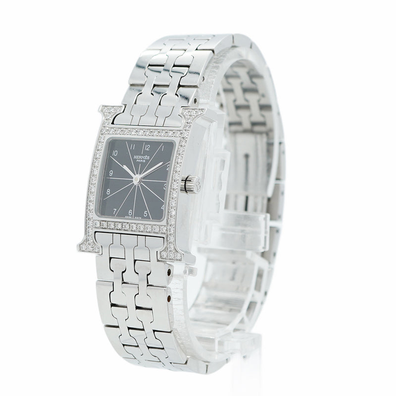 【5wwo0009】エルメス Hウォッチ HH1.230 黒文字盤【中古】腕時計 レディース