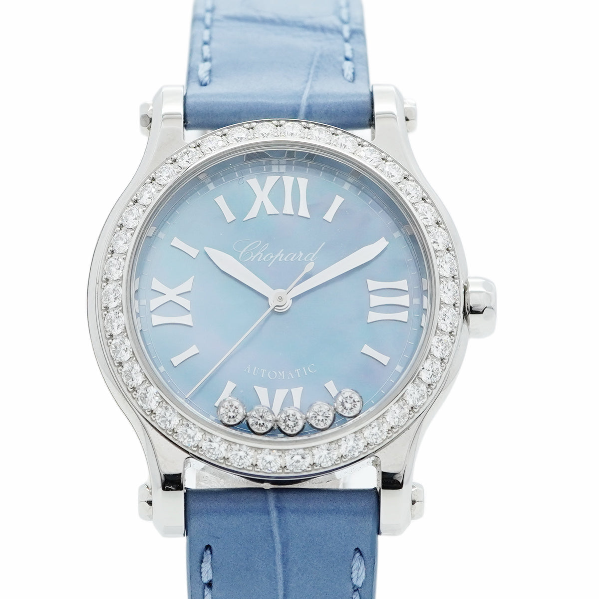 【5wwo0047】ショパール ハッピースポーツ 278573-3010 青文字盤【中古】腕時計 レディース