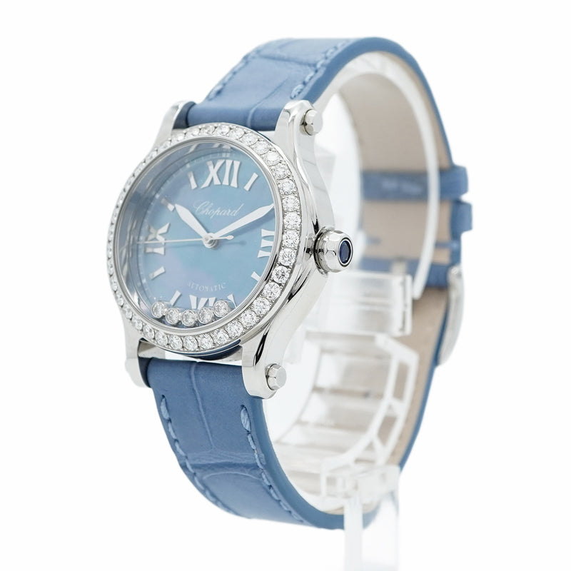 【5wwo0047】ショパール ハッピースポーツ 278573-3010 青文字盤【中古】腕時計 レディース