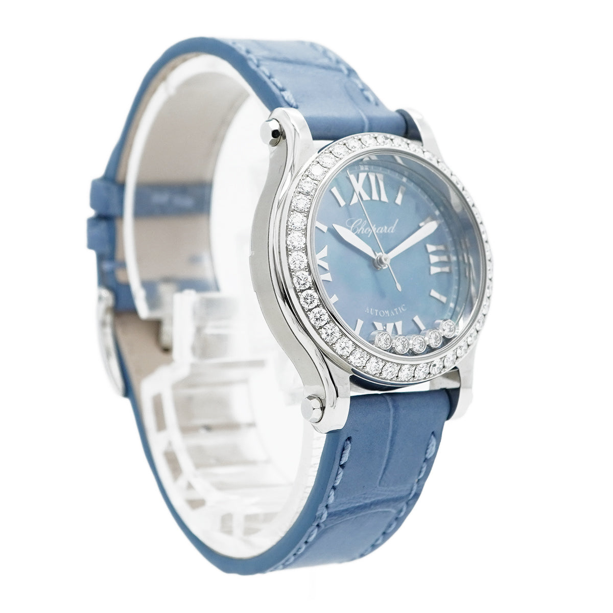 【5wwo0047】ショパール ハッピースポーツ 278573-3010 青文字盤【中古】腕時計 レディース