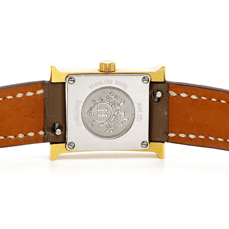 5wwp0219】エルメス Hウォッチ ミニ HH1.101 白文字盤【中古】腕時計