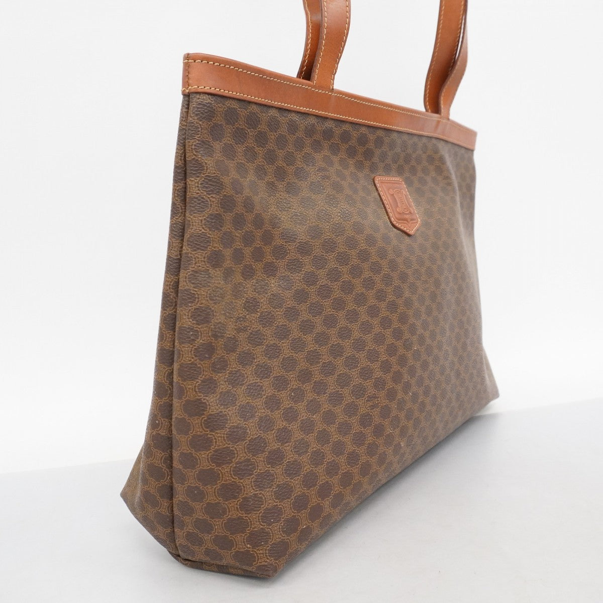 6aa0026-k】セリーヌ トートバッグ マカダム PVC ブラウン ゴールド