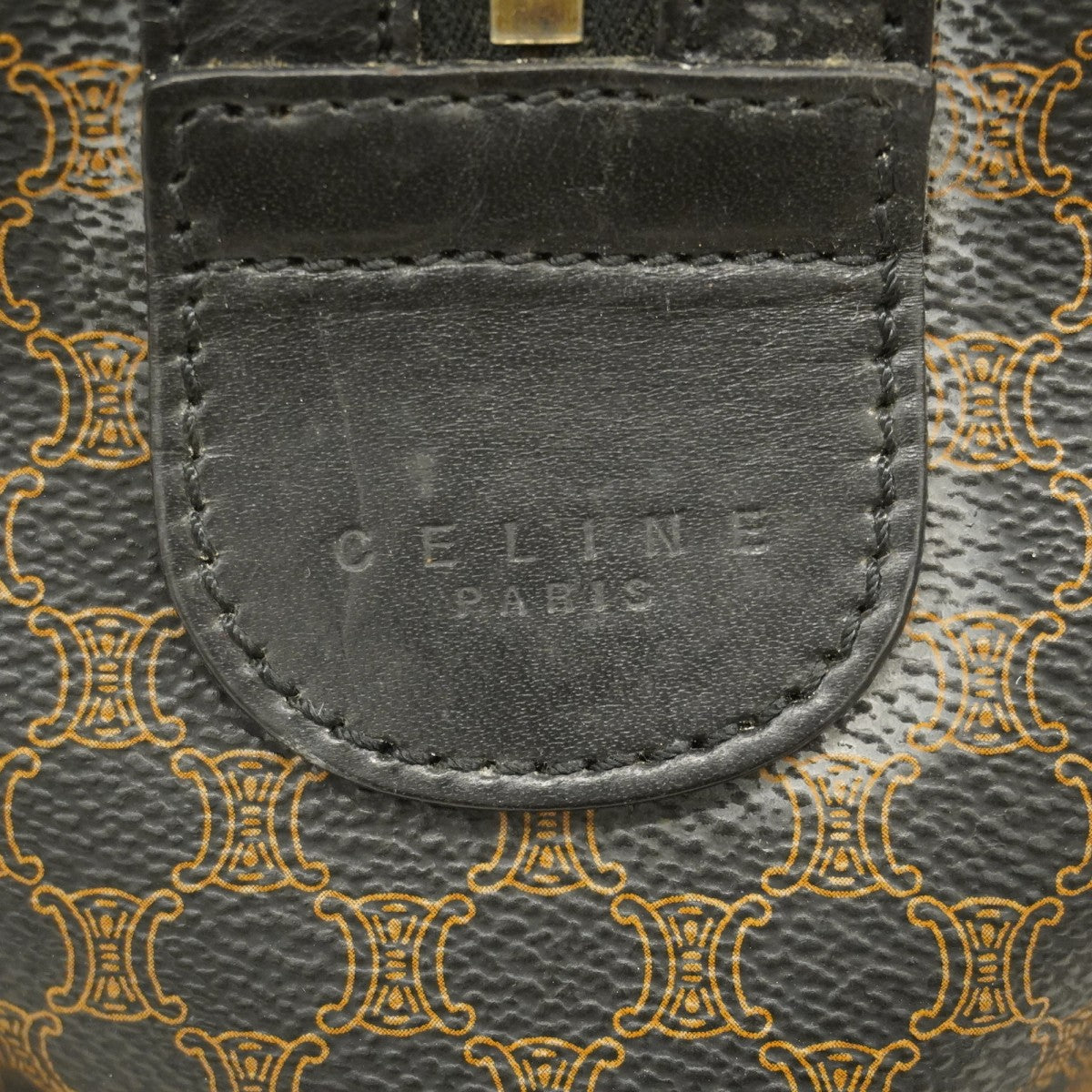 【CELINE】ボストンバッグ　マカダム柄　ゴールド金具　PVC ブラック shopbring_4625g150007