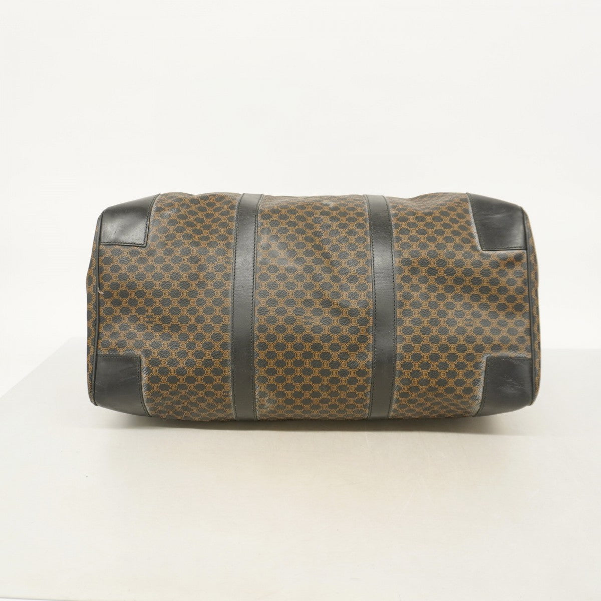 6ab0441-k】セリーヌ ボストンバッグ マカダム PVC ブラック ゴールド