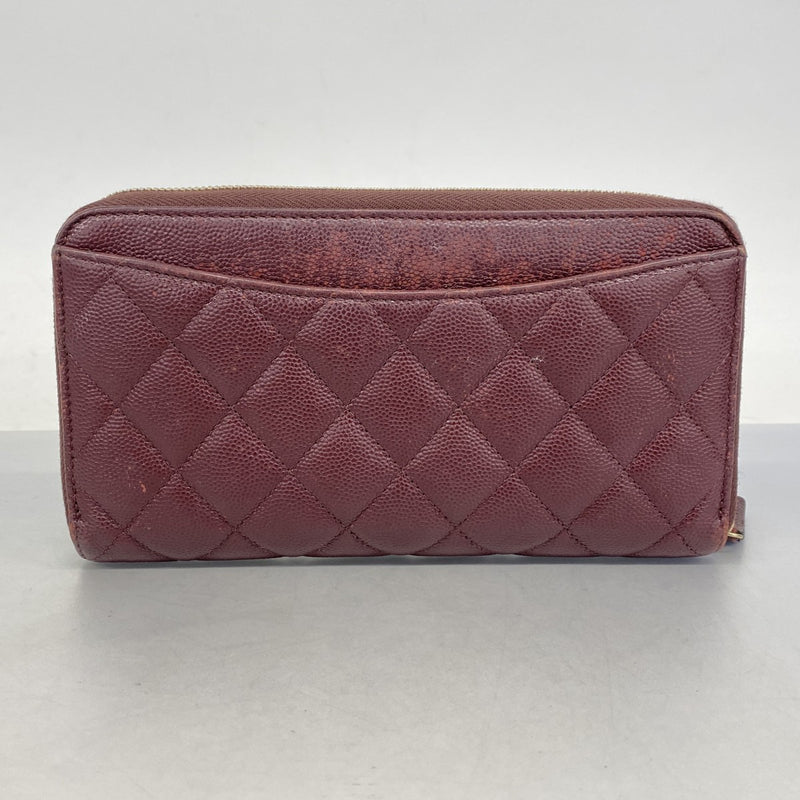 シャネル 美品 エナメル 長財布 マトラッセ ダークブラウン ブラウン ボルドー マトラッセ シャネル 長財布 クラシック ロングジップ ウォレット