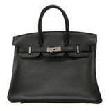 【6ab0728-g】エルメス ハンドバッグ バーキン25 スイフト ブラック シルバー金具 C刻印【中古】レディース