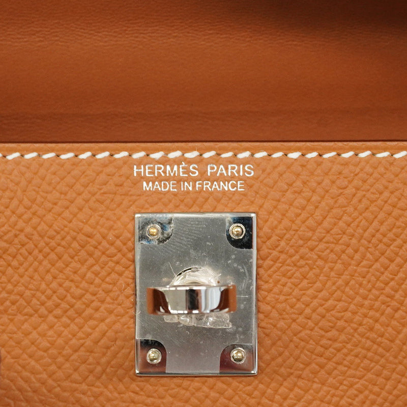 ★SALE【6ab0729-g】エルメス ハンドバッグ ミニケリー2 ヴォーエプソン ゴールド シルバー金具 K刻印 2wayバッグ【中古】レディース