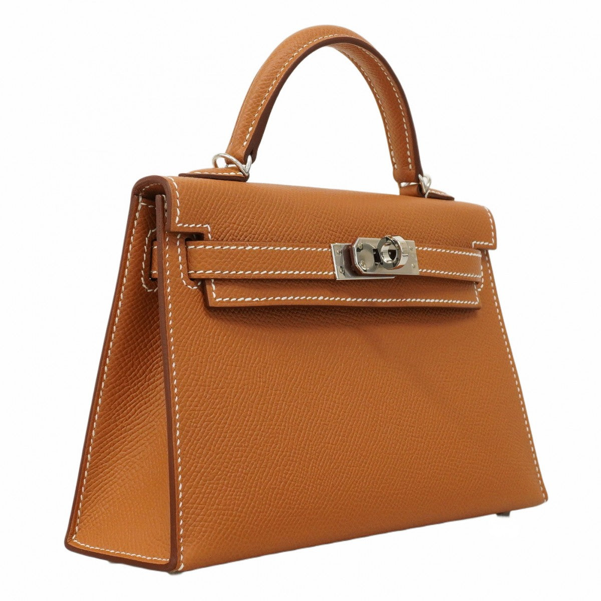 ★SALE【6ab0729-g】エルメス ハンドバッグ ミニケリー2 ヴォーエプソン ゴールド シルバー金具 K刻印 2wayバッグ【中古】レディース