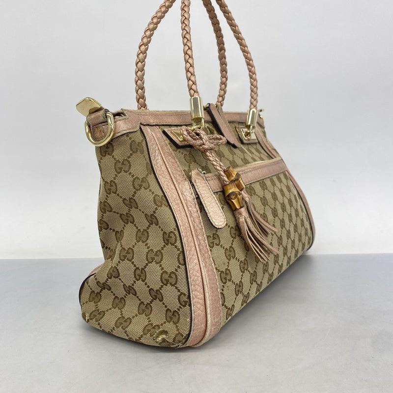 GUCCI グッチ GGキャンバスパンブートートバッグ ブラウン レディース グッチ トートバッグ バンドバッグ バンブー GGキャンバス 311175