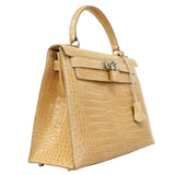 ★SALE【6ab0941-g】エルメス ハンドバッグ ケリー28 ポロサス プシエール シルバー金具 □C刻印 2wayバッグ【中古】レディース