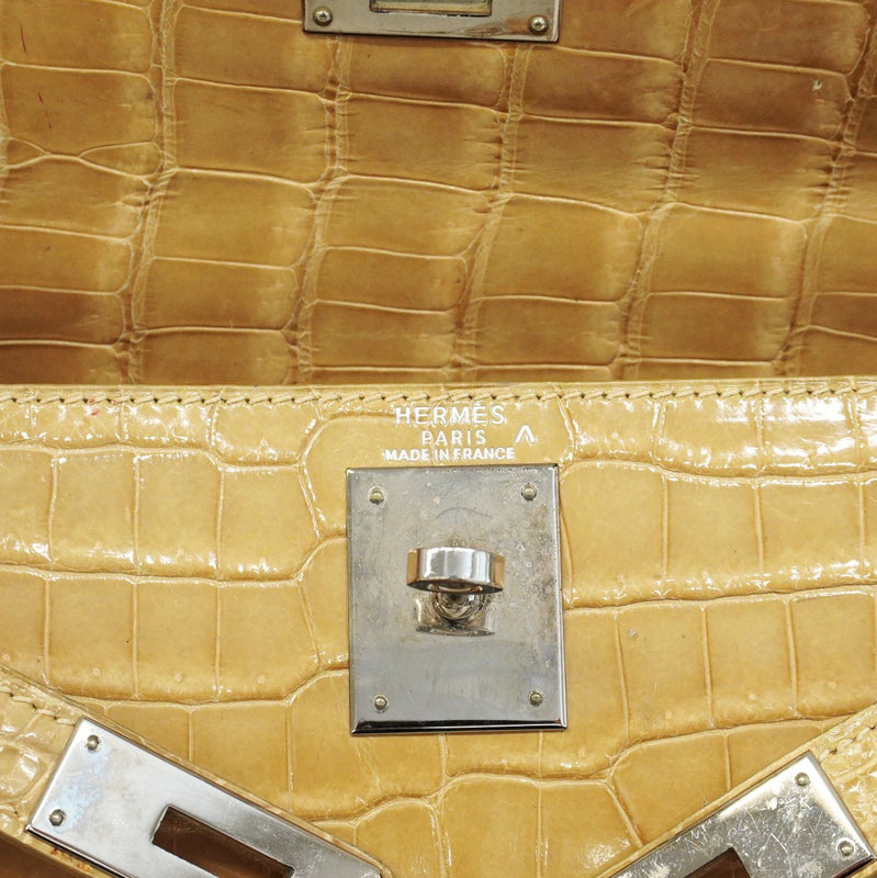 ★SALE【6ab0941-g】エルメス ハンドバッグ ケリー28 ポロサス プシエール シルバー金具 □C刻印 2wayバッグ【中古】レディース