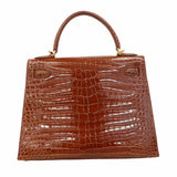 【6ab0942-g】エルメス ハンドバッグ ケリー28 ポロサス ミール ゴールド金具 □F刻印 2wayバッグ【中古】レディース