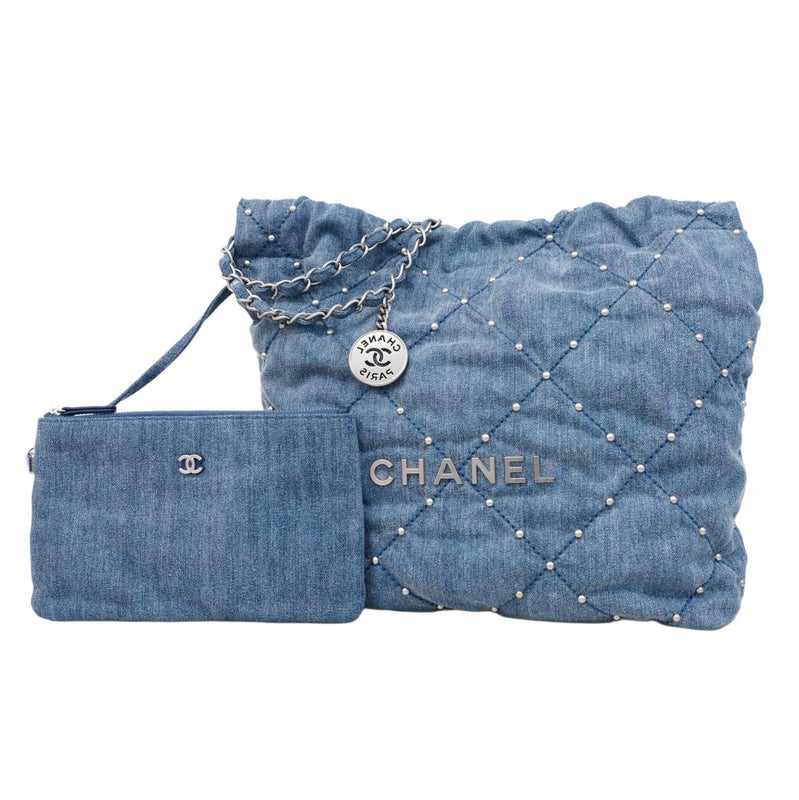 CHANEL シャネル　ビンテージ加工デニム　ボーダー CHANEL シャネル デニムパンツ ジーンズ ストレッチ ココマーク ボア