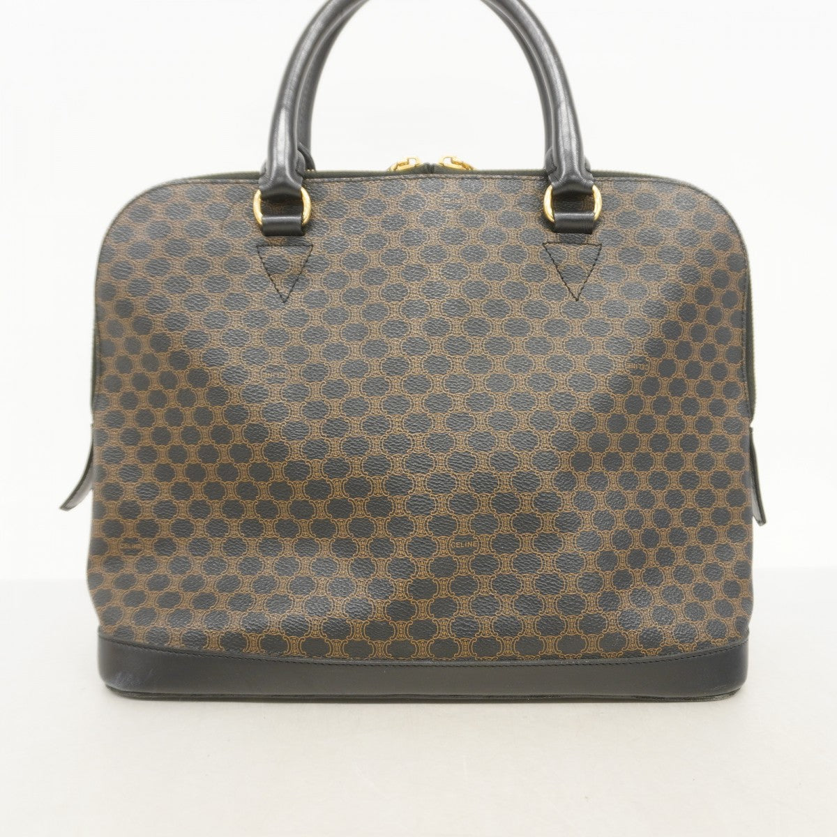 6ad3978】セリーヌ ハンドバッグ マカダム PVC ブラック ブラウン