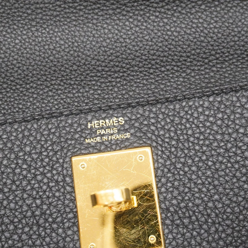 【6ad4030-g】エルメス ハンドバッグ ケリー28 トゴ ブラック ゴールド金具 A刻印 2wayバッグ【中古】レディース