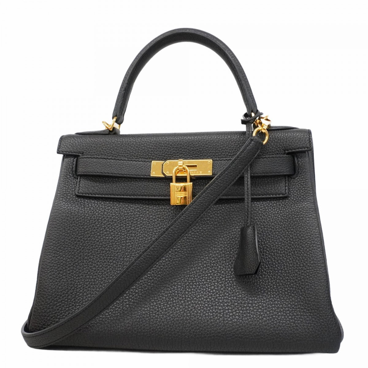 【6ad4030-g】エルメス ハンドバッグ ケリー28 トゴ ブラック ゴールド金具 A刻印 2wayバッグ【中古】レディース