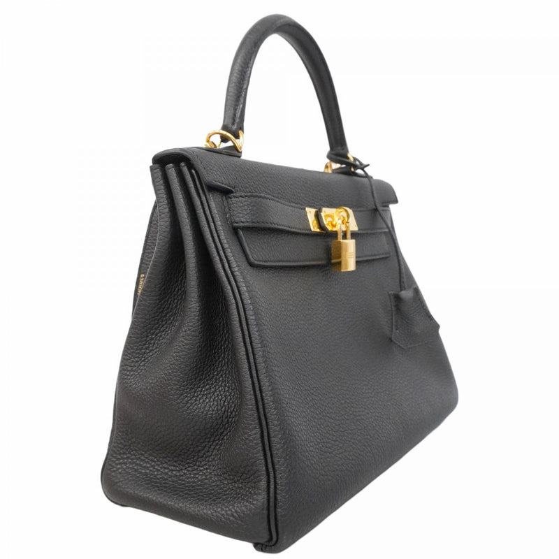 【6ad4030-g】エルメス ハンドバッグ ケリー28 トゴ ブラック ゴールド金具 A刻印 2wayバッグ【中古】レディース