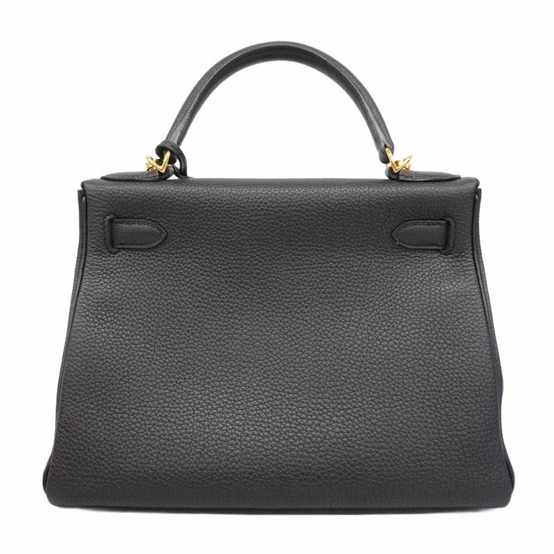 【6ad4030-g】エルメス ハンドバッグ ケリー28 トゴ ブラック ゴールド金具 A刻印 2wayバッグ【中古】レディース