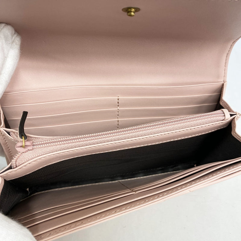 【6ad4101-k】グッチ 長財布 GGマーモント 443436 レザー ピンク ゴールド金具【中古】レディース