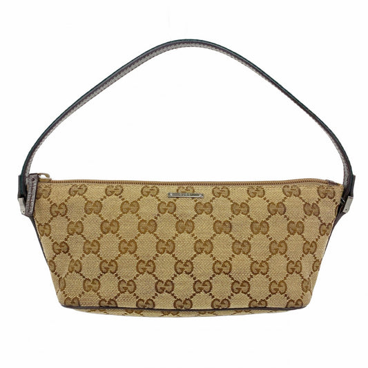 【6ad4145-k】グッチ ハンドバッグ GGキャンバス/シェリーライン 141809 キャンバス ベージュ シルバー金具【中古】レディース