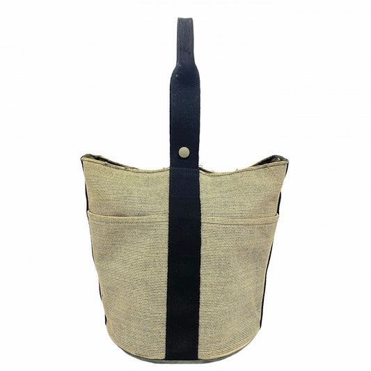 【6ad4146-k】エルメス ハンドバッグ サクソーMM キャンバス ブラック シルバー金具【中古】レディース