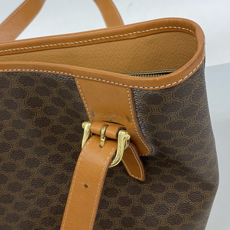 【6ad4147-k】セリーヌ トートバッグ マカダム PVC ブラウン ゴールド金具【中古】レディース