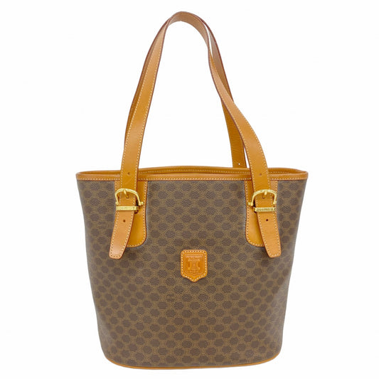 【6ad4147-k】セリーヌ トートバッグ マカダム PVC ブラウン ゴールド金具【中古】レディース