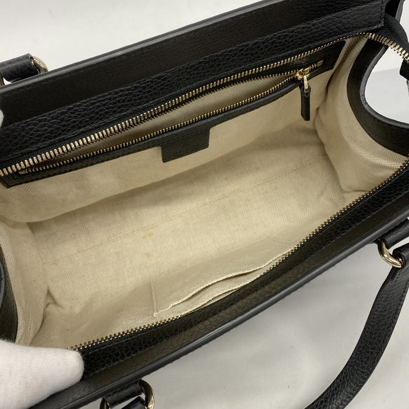 【6ad4156-k-r】グッチ ハンドバッグ インターロッキングG 431571 レザー ブラック シャンパンゴールド金具 2wayバッグ【中古】レディース