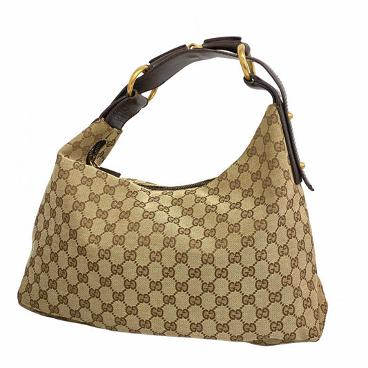 【6ad4189-k-r】グッチ ハンドバッグ GGキャンバス ホースビット 115867 キャンバス ブラウン ゴールド金具【中古】レディース