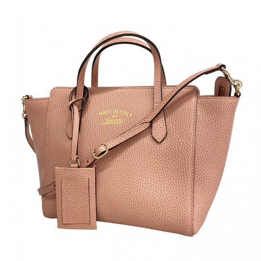 【6ad4190-k-r】グッチ ハンドバッグ スウィング 368827 レザー ピンク シャンパンゴールド金具 2wayバッグ【中古】レディース