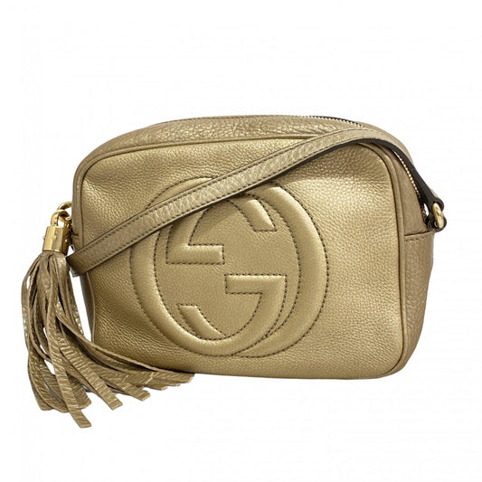 【6ad4192-k-r】グッチ ショルダーバッグ ソーホー 308364 レザー ゴールド ゴールド金具【中古】レディース