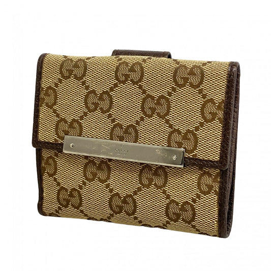 【6ad4194-k-r】グッチ 財布 GGキャンバス 112716 キャンバス ブラウン シルバー金具【中古】レディース