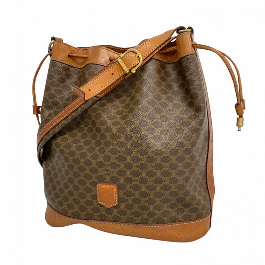 【6ad4195-k-r】セリーヌ ショルダーバッグ マカダム PVC ブラウン ゴールド金具【中古】レディース