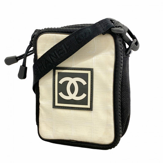 【6ad4197-k-r】シャネル ショルダーバッグ スポーツ ナイロン ブラック アイボリー【中古】レディース