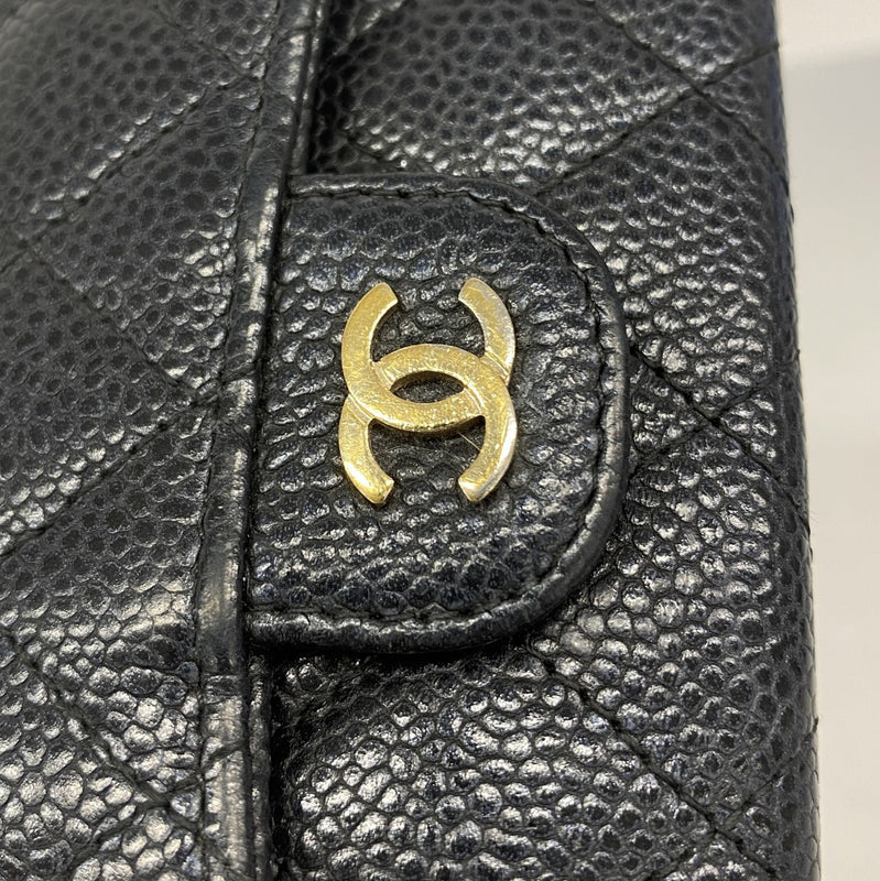 【6ad4230-r】シャネル キーケース マトラッセ キャビアスキン ブラック ゴールド金具【中古】レディース
