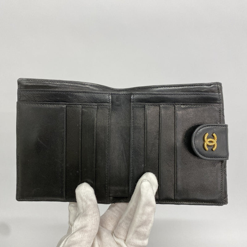 6ad4616-k】シャネル 財布 ビコローレ ラムスキン ブラック ゴールド