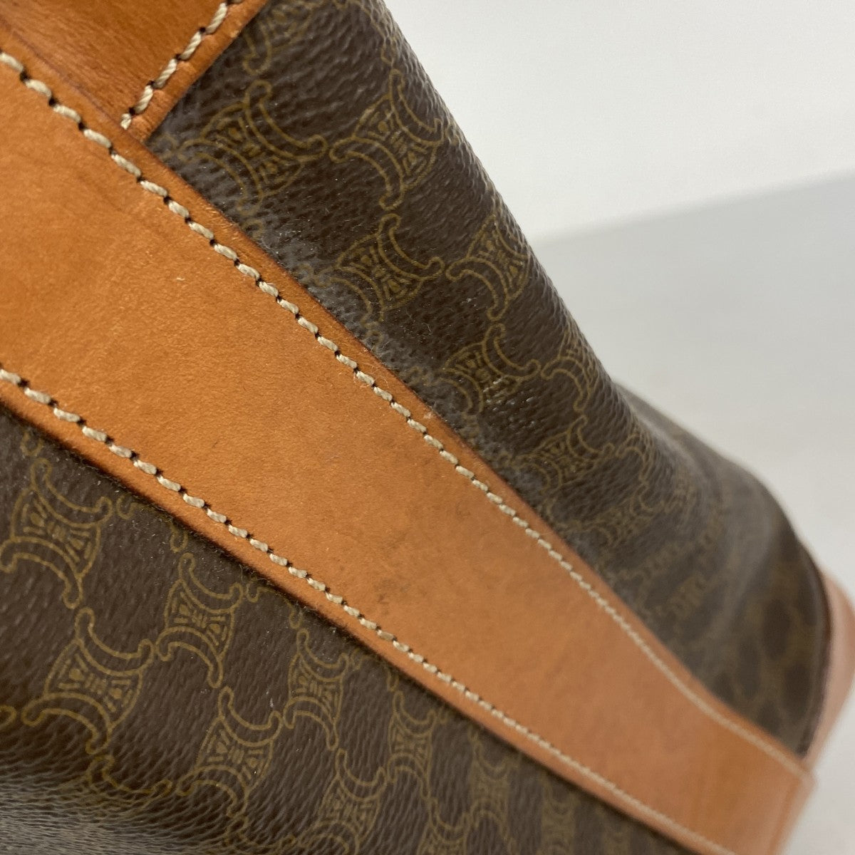 【6ae5139-k】セリーヌ ショルダーバッグ マカダム PVC ブラウン ゴールド金具【中古】レディース