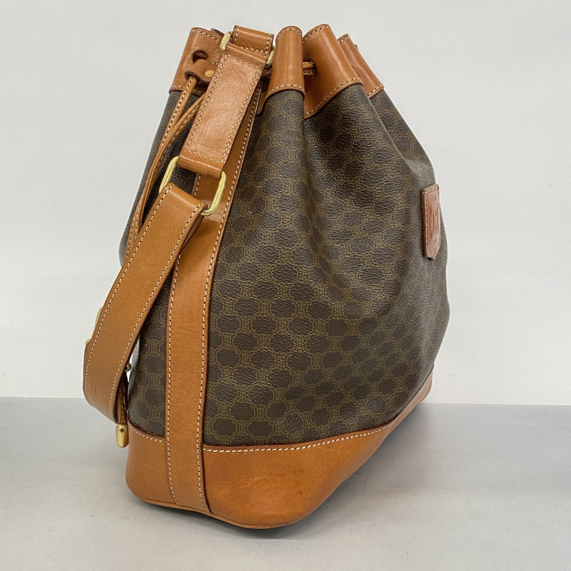 【6ae5139-k】セリーヌ ショルダーバッグ マカダム PVC ブラウン ゴールド金具【中古】レディース