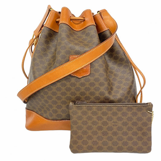 【6ae5139-k】セリーヌ ショルダーバッグ マカダム PVC ブラウン ゴールド金具【中古】レディース