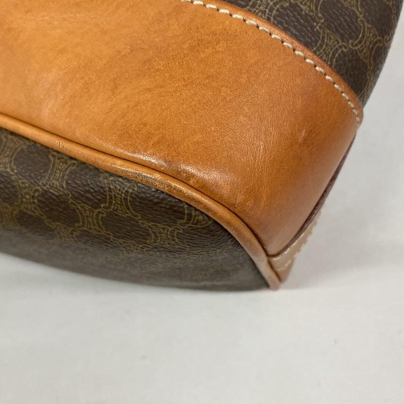 【6ae5139-k】セリーヌ ショルダーバッグ マカダム PVC ブラウン ゴールド金具【中古】レディース