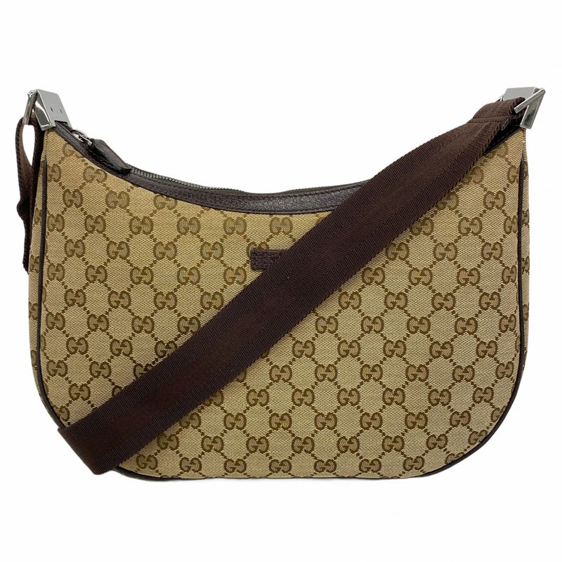 【6ae5140-k】グッチ ショルダーバッグ GGキャンバス 122790 キャンバス ブラウン シルバー金具【中古】レディース