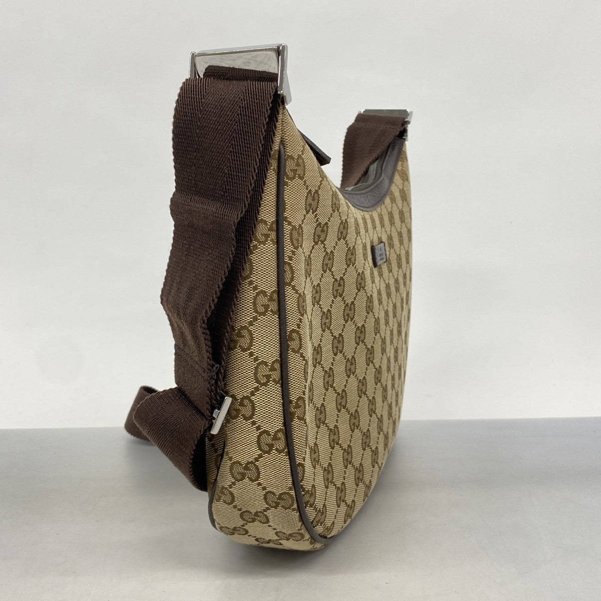 【6ae5140-k】グッチ ショルダーバッグ GGキャンバス 122790 キャンバス ブラウン シルバー金具【中古】レディース