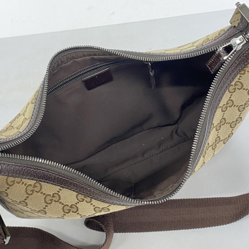 【6ae5140-k】グッチ ショルダーバッグ GGキャンバス 122790 キャンバス ブラウン シルバー金具【中古】レディース